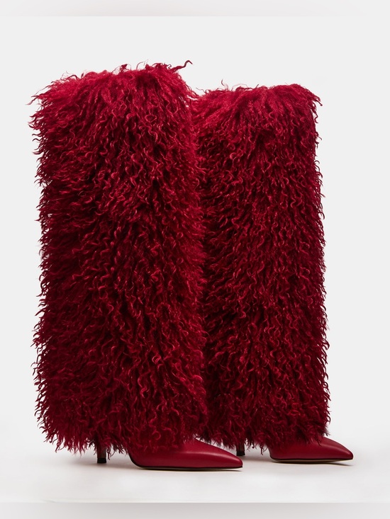 Steve Madden Shoes - NWT Steve Madden Icon Faux Fur Red Boots Size 7.5 (no original box)